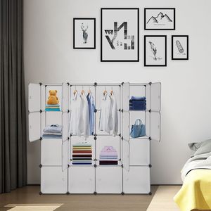 Organizzatore Modulare per Armadio a 16 Cubi in Plastica, Guardaroba Portatile Fai-da-Te, Sistema di Scaffalature e Cassetti per Libreria - Product Image 2