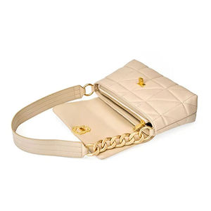 Bolso bandolera acolchado de cuero genuino para mujer, bolso de hombro con correa de cadena y solapa, para viajes diarios y otros accesorios. - Product Image 2