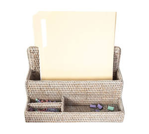 Dernier design - porte-livres et porte-stylos pour bureau, étagère de rangement en rotin naturel tressé. - Product Image 4