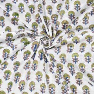 Organic Kalamkari Floral Woven 100% Cotton <b>Fabric</b> Eco-Friendly Flame Retardant Medium <b>Weight</b> for Women Girls Apparel Home Decor - Product Image 4