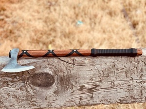 Hand Forged Splitting <b>Axe</b> With Wooden <b>Handle</b> Bearded Head For Firewood Splitting Outdoor Use - Product Image 6