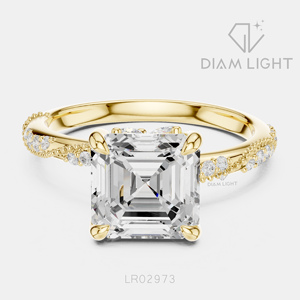 Bague élégante en diamant de laboratoire taille Asscher 2,66 carats en or blanc 14 carats, certifiée IGI, couleur F+, clarté VS+, bijoux fins pour femmes - Product Image 5