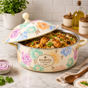 <b>Marvel</b> Handicrafts Insulated Stainless Steel Hot Pot Casserole Pastel Floral <b>Printed</b> Food Warmer Serving Bowl Kitchen Giftware - Product Image 4