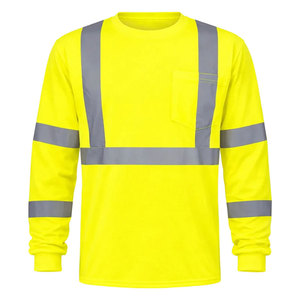 Hi Vis Long Sleeve Construction <b>Working</b> T-Shirts Reflective Safety Customized Logo Printing Safety Worker T-Shirts - Product Image 1