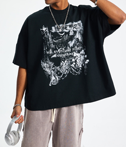 เสื้อยืดราคาส่ง เสื้อยืด unisex ทรงบ็อกซี่ ผ้าฝ้าย 100% คุณภาพสูง เสื้อยืดโอเวอร์ไซส์ เนื้อผ้าหนา สไตล์ฮิปฮอป - Product Image 4