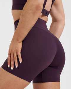 Shorts de sport taille haute pour femme, couleur bleu myrtille, en tricot extensible polyester, séchage rapide, idéal pour le yoga et l'entraînement, couleur tendance, best-seller - Product Image 4