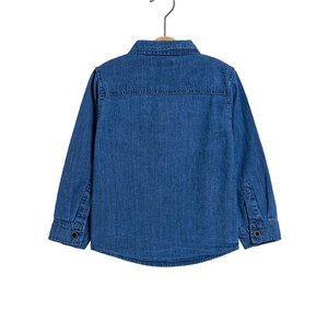 Chemise en jean à manches longues pour garçons, col mandarin, boutonnée, décontractée, couleur unie, en coton, hauts pour enfants - Product Image 6