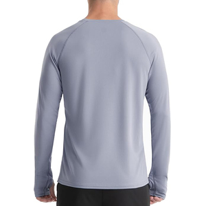 T-shirt à manches longues pour homme, 100% coton, col rond, coupe classique, couleur unie, décontracté, tricoté, respirant - Product Image 2