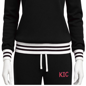 Sudadera informal de manga larga con cuello en V, de algodón de alta calidad, con ribetes acanalados, para mujer. - Product Image 4