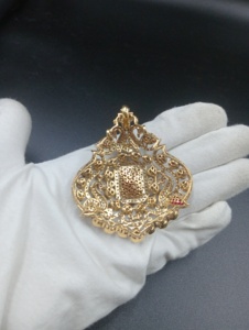 Vintage Gold Plated <b>Ruby</b> Peacock Pendant Diamond Accents Ethnic Women's Wedding Jewelry Charm Gift Silver <b>Necklace</b> - Product Image 5