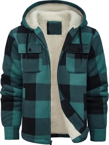 Chaqueta de Franela a Cuadros para Hombre, Tendencia 2026, con Forro de Sherpa, Resistente al Viento, Informal, para Invierno, Corte Regular, Diseño con Bolsillos - Product Image 2