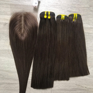 Factory Price 100% Raw Virgin Vietnamese Human Weft Lace <b>Wig</b> Bone Straight Tea <b>Brown</b> Color Super Double Drawn Hair Extensions - Product Image 3
