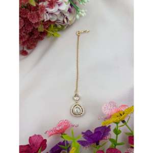 Anisha Moissanite Mang Tika Indian Ethnic Brass Artificial Wedding Hair Accessory - Product Image 1