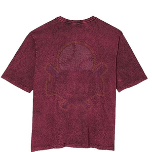 Men's Maroon <b>Tie</b>-Dye Short Sleeve T-Shirt With Front Pattern Regular Fit Casual O-Neck <b>Knitted</b> Cotton Top - Product Image 2