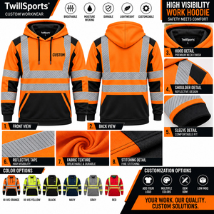 Sweat-shirt à capuche réfléchissant haute visibilité pour hommes, vêtements de travail de sécurité, pull-over, vêtements de travail industriels, haute visibilité, uniforme de travail en extérieur - Product Image 6
