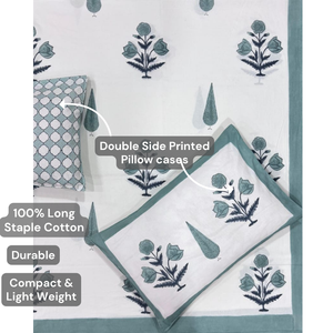 New Launch Jaipur Pigment Printed Indian Artisanal <b>King</b> <b>Size</b> 3-Piece Flat <b>Bed</b> <b>Set</b> 100% Cotton 200TC Eco-Friendly Soft Durable - Product Image 4
