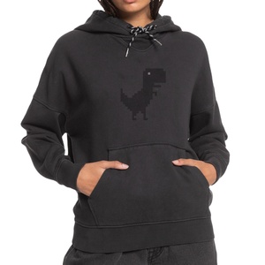 Sudadera con capucha de gran tamaño de algodón 100% para mujer, Jersey holgado con hombro caído, sudadera Coreana de invierno con logotipo de insignia frontal - Product Image 1