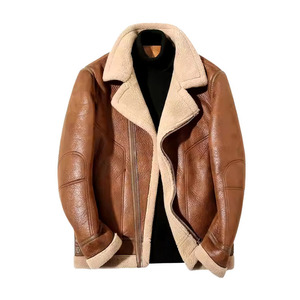Hot Selling <b>Men</b> Clothing <b>Shearling</b> Leather <b>Jacket</b> New Fashion <b>Men</b> Winter <b>Jacket</b> Breathable <b>Shearling</b> Leather <b>Jacket</b> - Product Image 1