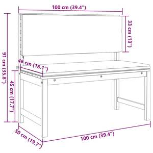 Sedia da Giardino in Legno Massello di Acacia 100 x 50 x 91 cm Marrone, Panca da Esterno - Product Image 5