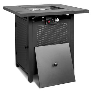 Tavolo con Braciere Rettangolare da Esterno da 28 Pollici, 50000 BTU, Braciere a Gas con Pietra Vulcanica, Colore Nero - Product Image 1