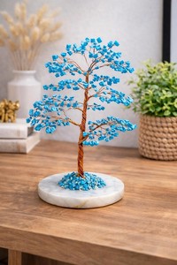 Árbol de Cristal de Turquesa Natural al por Mayor con 200 Cuentas, Base de Ágata Blanca, Hecho a Mano, Ecológico, Árbol Bonsái de Piedras Preciosas, Feng Shui - Product Image 1