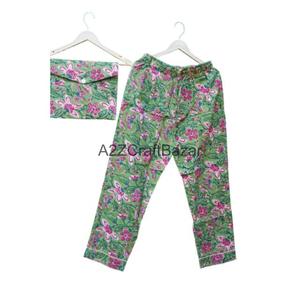 Conjunto de Pijama de Invierno para Mujer, Hecho a Mano, Romántico, de Lujo, con Estampado Floral, 100% Algodón, Transpirable, Suave, con Cintura Elástica y Cuello Redondo - Product Image 3