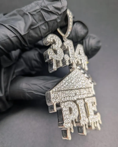 Luxury Pendant Necklace <b>Iced</b> <b>Out</b> Cubic Zirconia Silver Plated Hiphop Style Unisex Jewelry Gift Available for Affordable Price - Product Image 6