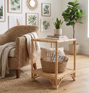 Natural Rattan Woven 2 Tier Side <b>Table</b> Rattan <b>End</b> <b>Table</b> with Open <b>Storage</b> Shelf for Living Room Bedroom Home Decor from Vietnam - Product Image 5