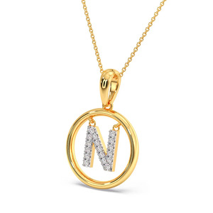 จี้เพชรรูปตัวอักษร N แบบวงกลม พร้อมสร้อยคอทองคำ - Product Image 1