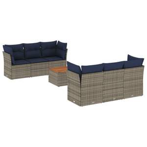 Set di divani da giardino in polyrattan grigio da 7 pezzi con cuscini, mobili da esterno resistenti - Product Image 2