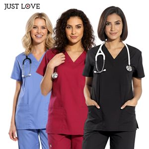 Ensemble de blouses médicales à col en V, uniforme d'hôpital extensible, manches courtes, vêtements de travail pour médecins et infirmières avec poches - Product Image 6