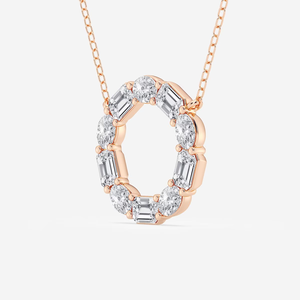 Pendentif Cercle de Mode avec 3 Diamants de Laboratoire Émeraude et Ovales CTW, Chaîne Réglable, Bijou Élégant, Cadeau pour Femme - Product Image 1