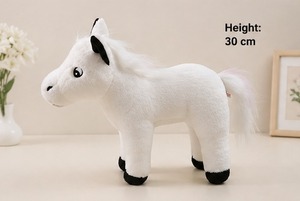 Peluche Cheval Kawaii, Jouet en Peluche Doux, Adorable Poupée en Velboa, Personnalisable OEM, Vente en Gros, Cadeau Décoratif - Product Image 1