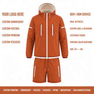 Conjunto de Chaqueta Cortavientos y Pantalones Cortos Deportivos para Hombre, de Nailon Ligero, Marca Privada, Tejido Técnico, Proveedor de Logotipos Personalizados - Product Image 4