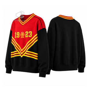 Sudadera NSPDK para Mujer, Bordada en Rojo y Dorado, de Algodón y Felpa, Manga Larga, Cuello Redondo, Ropa de Hermandad - Product Image 4