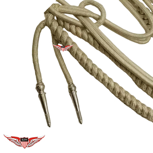 Aiguillette de hombro plateada de Alemania, cordón de hombro alemán, aiguillette trenzada de alambre de oro con punta metálica dorada - Product Image 2