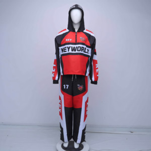 ชุดวอร์มกันลมสำหรับผู้ชาย ชุดเซ็ตเสื้อแจ็คเก็ตมีฮู้ดพิมพ์ลาย กางเกงขายาว ชุดกีฬา โลโก้สั่งทำได้ ชุดลำลองสำหรับกิจกรรมกลางแจ้ง - Product Image 1