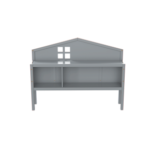 Letto a terra Montessori Full-Size con testiera grigia e armadio contenitore, letti per bambini con configurazione personalizzabile gratuita - Product Image 1