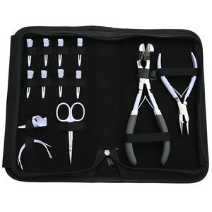 Hair Extension Tools Kit Microbeads Crimping Plier <b>Tape</b> In Plier Sectioning Clips Mini Scissors Curved Needle Parting Finger - Product Image 1
