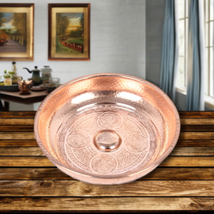 Cuenco Hammam de cobre grabado estilo otomano Vintage, lavabo de baño turco hecho a mano para spa y decoración del hogar - Product Image 1
