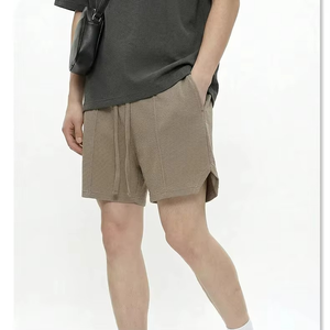 Shorts Bermuda Homme en Coton Uni Tissé avec Cordon de Serrage, Taille Mi-Haute, Décontracté, Respirant, avec Poches - Product Image 1