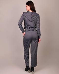Custom Womens <b>White</b> Black Velvet Tracksuit Full Zip Jacket Wide Leg Pants Athletic Sportswear Training Jogging Matching <b>Set</b> - Product Image 3