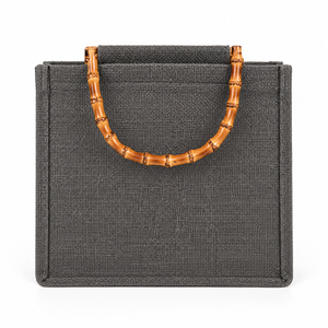 Sac fourre-tout en jute personnalisable, taille moyenne, avec poignées en corde, réutilisable, couleur unie, sac à bandoulière, sac cadeau, usage quotidien, vente en gros - Product Image 2