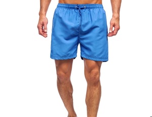 Pantalones Cortos Casuales para Hombre, Color Azul Sólido, de Secado Rápido, con Cordón Ajustable, Bolsillos, Cintura Media, Tejido de Poliéster - Product Image 4