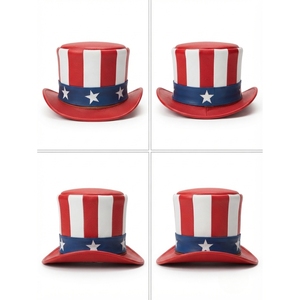 Chapeau haut-de-forme patriotique Uncle Sam des États-Unis pour la fête de l'Indépendance |   Chapeau de déguisement drapeau américain rouge blanc bleu |   Parade du 4 juillet - Product Image 5