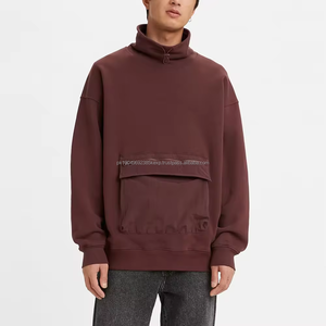 Personalizado hombres 100% algodón en blanco grueso pulóver francés Terry sudaderas con capucha de lujo pesado de gran tamaño carga utilidad cuello simulado sudadera - Product Image 4