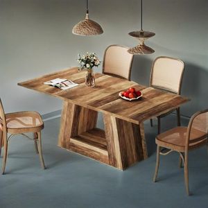 Modern Wooden Faux Marble Dining <b>Table</b> for 4-6 People 63" Rectangular Dinner <b>Table</b> with Sturdy Base - Product Image 2