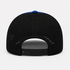 Casquette Trucker Unisexe Bleue en Maille Réglable à 6 Panneaux avec Logo en Caoutchouc en Relief sur le Panneau Avant – Style Décontracté Printemps-Été - Product Image 3