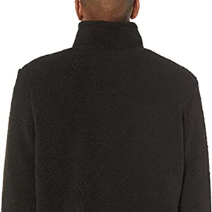ELEGANT CORPORATION <b>Men's</b> <b>Black</b> <b>Fleece</b> Pullover Stand Collar Casual <b>Jacket</b> Regular Fit Winter Wear Breathable Knitted Polyester - Product Image 3