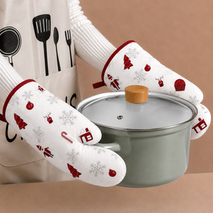 Guantes de Horno de Color Rojo y Blanco con Diseño Navideño de Calidad de Exportación para Uso en la Cocina, Guantes de Horno con Logotipo Personalizado - Product Image 1